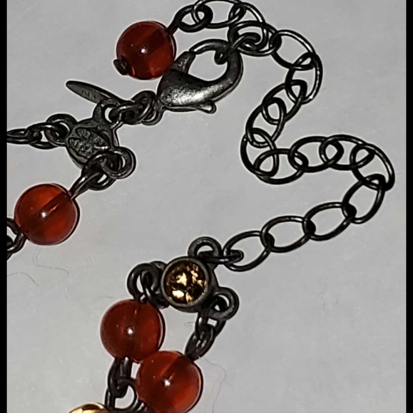AVON NR Cranberry Orange Red Amber & Clear Crystal 16" Necklace Holiday - Picture 3 of 13